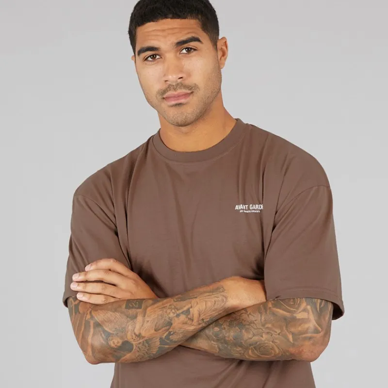 Hot Avant Garde Herre Kreative T-shirt Mink Brun