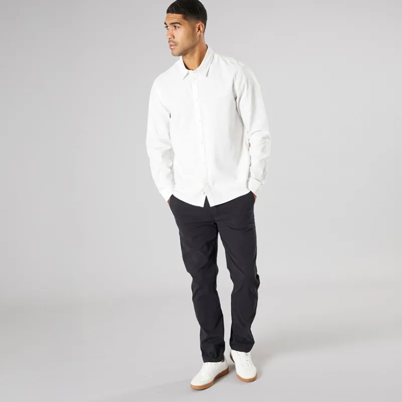 Hot Solid Herre Langærmet Skjorte Off White Off-white