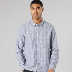 Online Solid Herre Langærmet Skjorte True Black Melange Sort