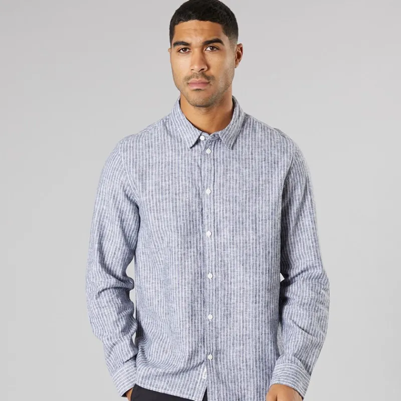 Online Solid Herre Langærmet Skjorte True Black Melange Sort