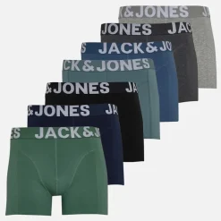 Best JACK & JONES Herre Levi Ensfarvet Syv Pakke Boxer Trusser Light Grey Melange/​Dgm/​Stormy Sea/​Bering Sea/​Navy Blazer/​Dark Ivy/​Sort