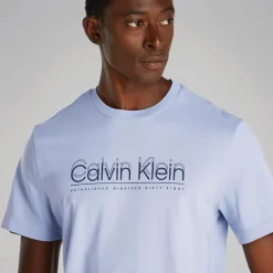 Hot Calvin Klein Herre Logo T-Shirt Zen Blå