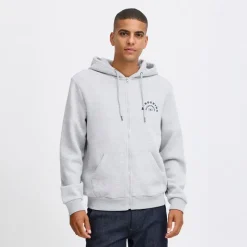 Clearance Blend Herre lynlås hoodie Stone Mix Lysegrå Mergel