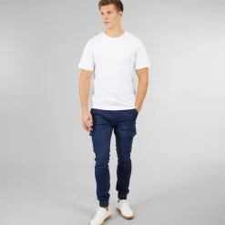 New Crosshatch Herre Malimore Denim Manchet Cargo Bukser Mørk Vask Blå