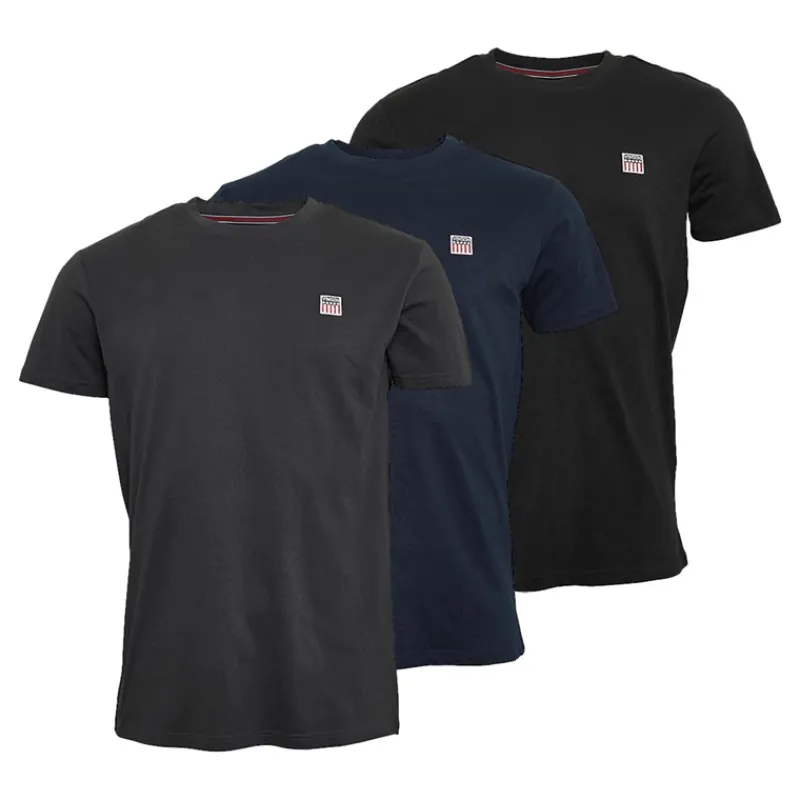 Clearance Vinson Herre Massimo T-shirts 3-pak Tapshoe/Antracit/Mørk Safir Flerfarvet