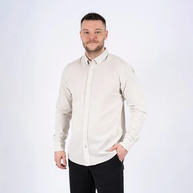Outlet Marcus Herre Maxton Langærmet Skjorte Sand Rock beige