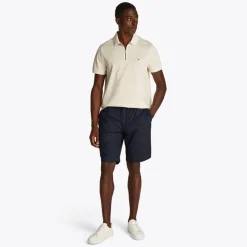 Best Tommy Hilfiger Herre Merceriseret Pique Polo med Lynlås Ivory Petal