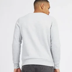 Brave Soul Herre Middelalder Crew Neck Sweatshirt Lysegrå Melange/​Hvid