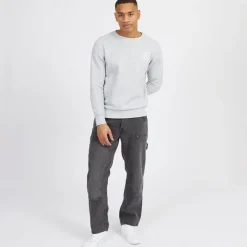 Brave Soul Herre Middelalder Crew Neck Sweatshirt Lysegrå Melange/Hvid