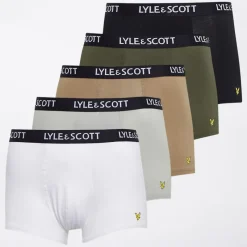 Online Lyle And Scott Vintage Herre Miller Fem Pak Boxer Trusser Bright White/​Mirage Grey/​Silver Sage/​Beetle/​Sort Flerfarvet