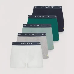 Hot Lyle And Scott Vintage Herre Miller Five Pack Trunks Mørk Oliven/​Sort/​Lys Hvid/​Marineblå/​Gråmeleret Flerfarvet