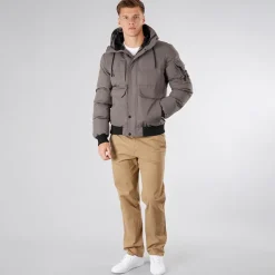 Best Crosshatch Herre Milwaka Fur Foret Hætte Jakke Koksgrå