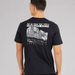New Napapijri Herre Mirada T-shirt med grafik bagpå Sort