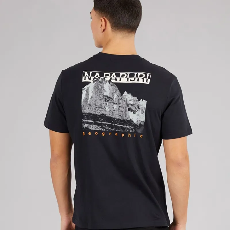 New Napapijri Herre Mirada T-shirt med grafik bagpå Sort