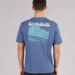 Sale Napapijri Herre Mirada T-shirt med grafik bagpå Blue Infinity Blå