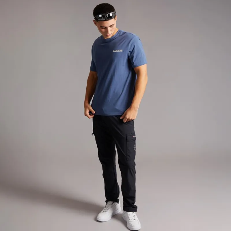 Sale Napapijri Herre Mirada T-shirt med grafik bagpå Blue Infinity Blå