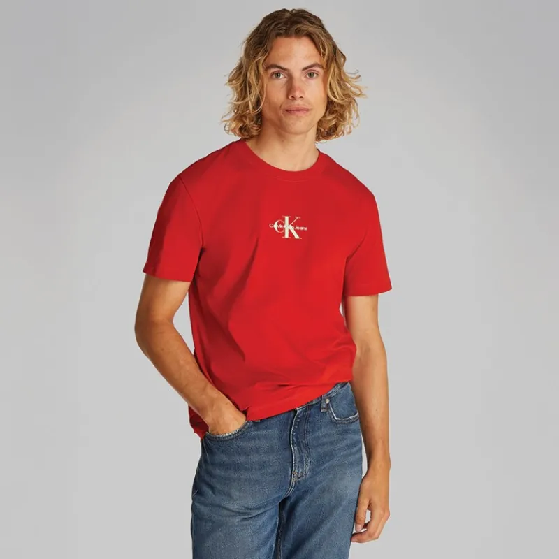 New Calvin Klein Jeans Herre Monologo T-shirt Dyb Magma