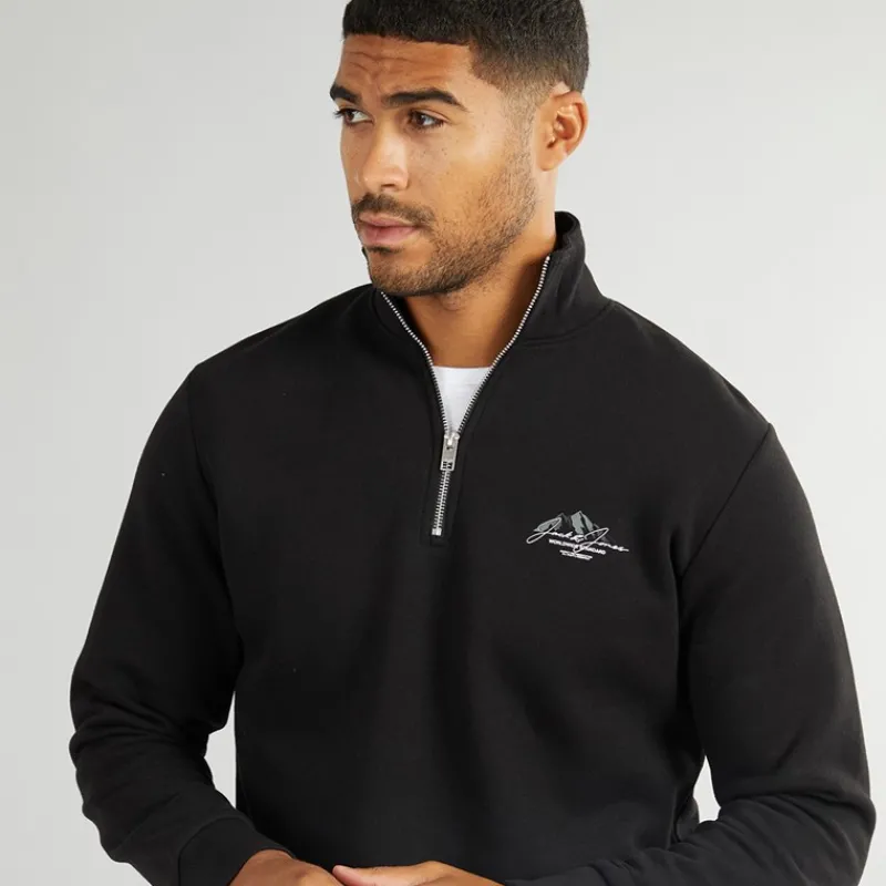 Best JACK & JONES Herre Mountain Åben Kant 1/4 Træningsdragt Sort