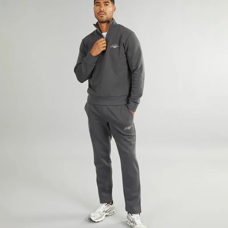 Best JACK & JONES Herre Mountain Åben Kant 1/4 Træningsdragt Asfalt Grå