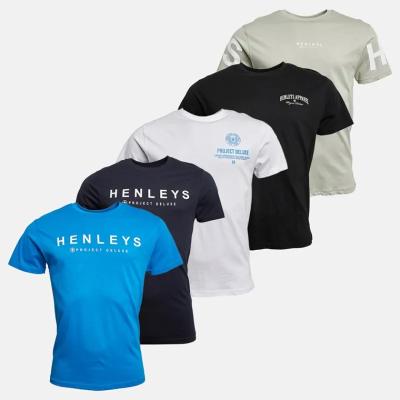 Henleys Herre Multhen Fem Pakke T-shirts Assorteret