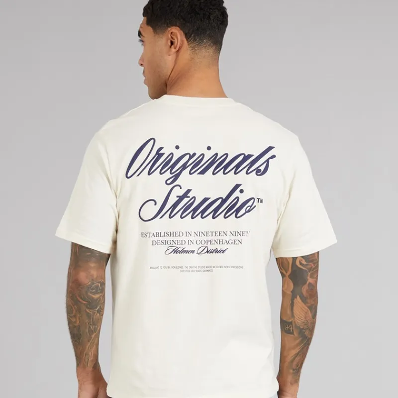 Clearance JACK & JONES Herre Norrebro Typo T-shirt Antique Hvid Off-white