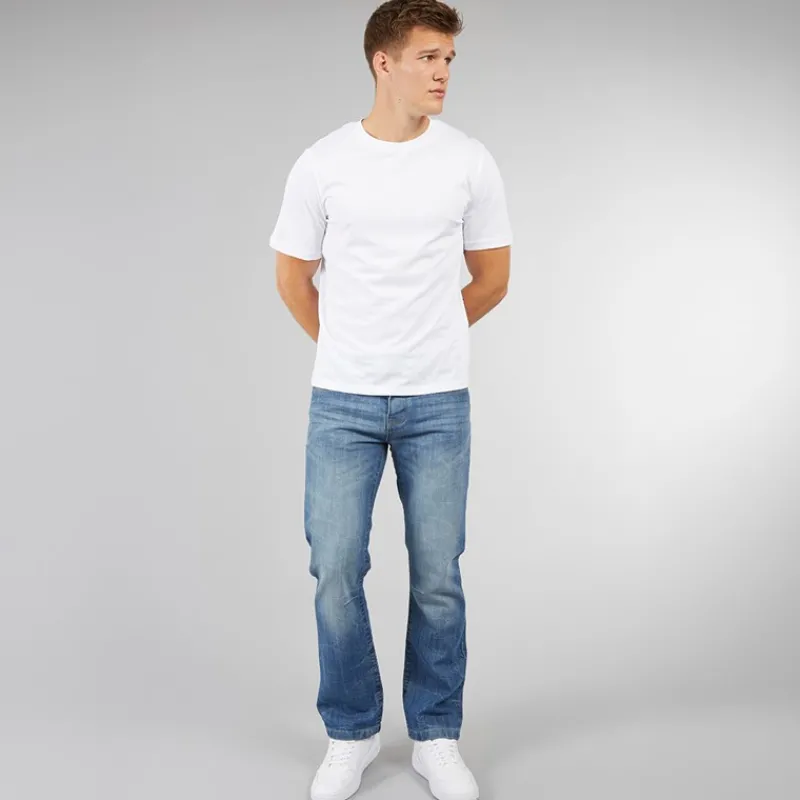 Best Crosshatch Herre Nye Baltimore Bælte Jeans Straight Jeans Lyse Vask