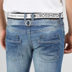 Best Crosshatch Herre Nye Baltimore Bælte Jeans Straight Jeans Lyse Vask