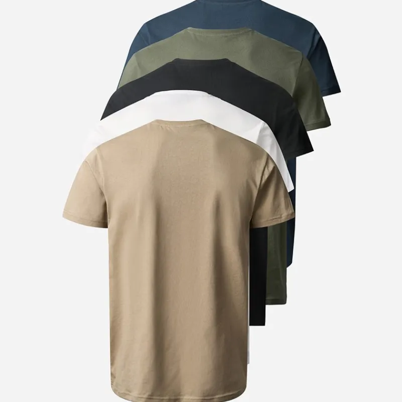 Clearance MCS Herre Ohio Fem Pak T-shirts Mørk Safir/Sko Læder/Hvid/Bille/Sølv Mink Darksap/Taps/Whi/Beetle/Smink Flerfarvet