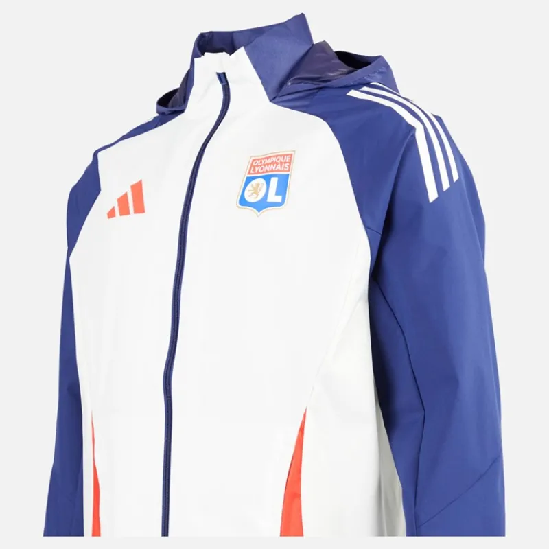 Sale adidas Herre OL Olympique Lyon All Weather Jakke White Tint/Midnight Indigo/Bright Red