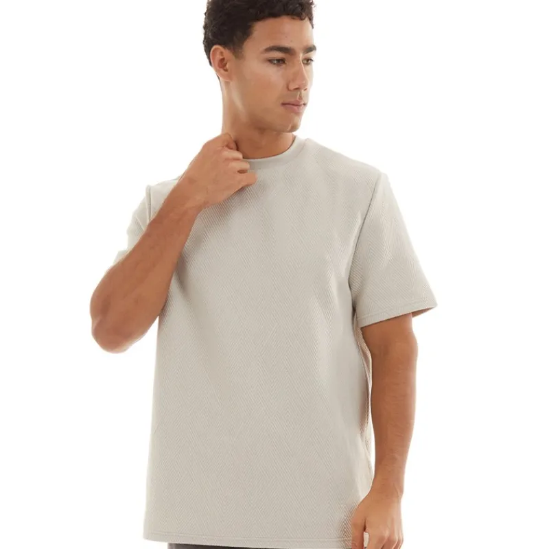 Brave Soul Herre Oversized Fit Standall T-Shirt Lys Taupe