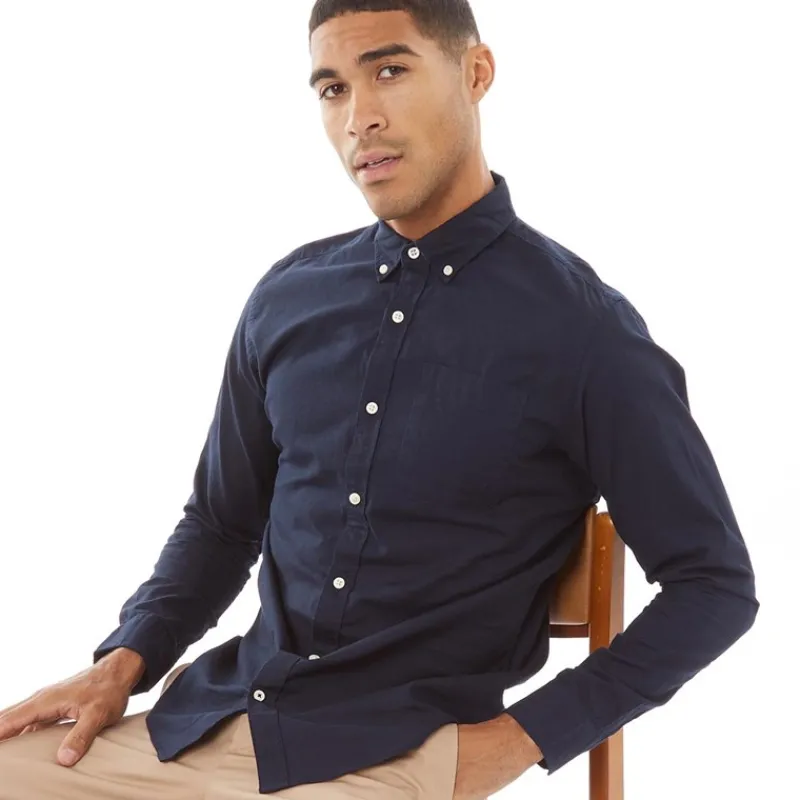 JACK & JONES Herre Oxford Langærmet shirts Marineblå Marineblå