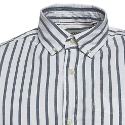 Hot JACK & JONES Herre Oxford Stripe Skjorter med korte ærmer Blå