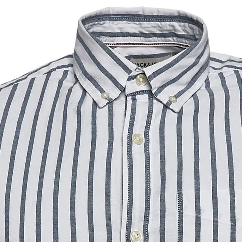 Hot JACK & JONES Herre Oxford Stripe Skjorter med korte ærmer Blå