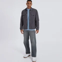 Sale Brave Soul Herre Pearson Overshirt Grå Grå