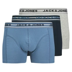 Sale JACK & JONES Herre Peter Solid Tre Pak Boxer Trusser Navy Blazer/Coronet Blue/Light Grey Melange