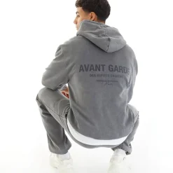 Hot Avant Garde Herre Pigmentfarvet Trøje Stål