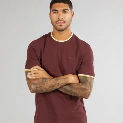 Clearance Ben Sherman Herre Pique Ringer T-Shirt Vin