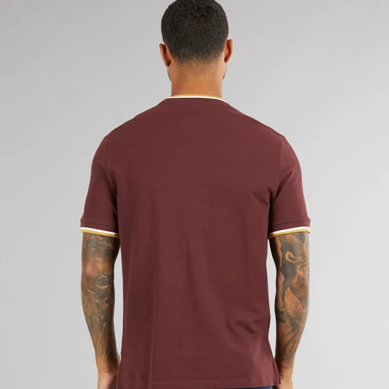 Clearance Ben Sherman Herre Pique Ringer T-Shirt Vin