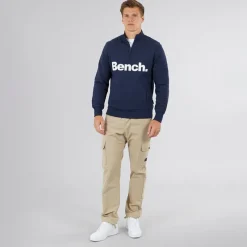 Best Bench Herre Plinth Spots 1/​4 Zip Funnel Neck Sweatshirt Navy Marineblå
