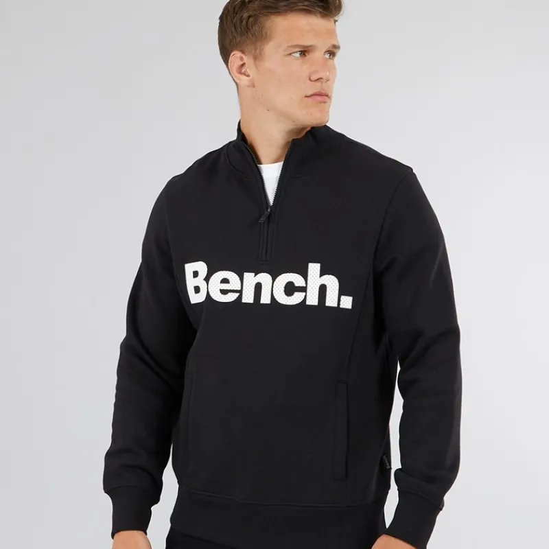 Hot Bench Herre Plinth Spots 1/4 Zip Funnel Neck Sweatshirt Sort
