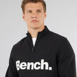 Hot Bench Herre Plinth Spots 1/4 Zip Funnel Neck Sweatshirt Sort