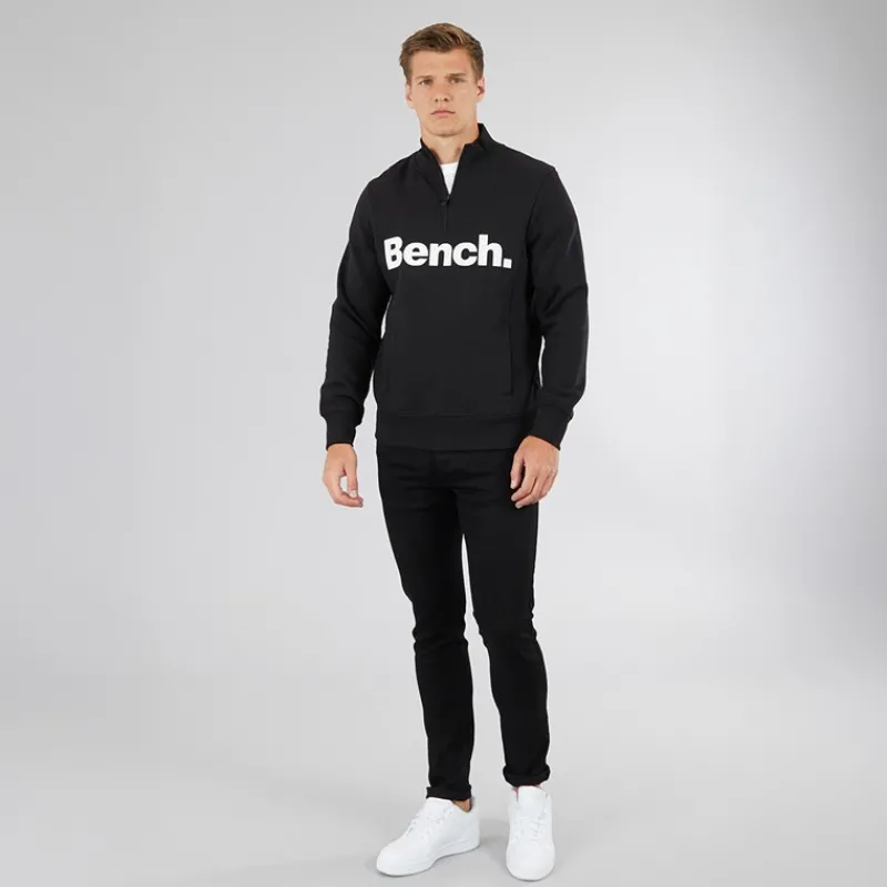 Hot Bench Herre Plinth Spots 1/4 Zip Funnel Neck Sweatshirt Sort