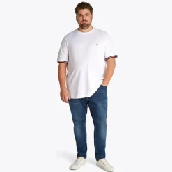 Hot Tommy Hilfiger Herre Plus Størrelse Global Stribe T-Shirt Hvid