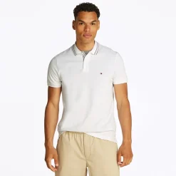Discount Tommy Hilfiger Herre Polo med Stolpelukning Detalje Hvid