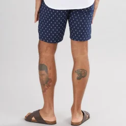 Discount Ben Sherman Herre Poplin Stribet Print Resort Shorts Mørkeblå