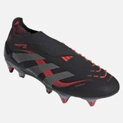 adidas Herre Predator Elite LL Snørebåndsløse Stealth Victory Pack SG Blød Bund Fodboldstøvler Core Black/Grey Four/Lucid Red