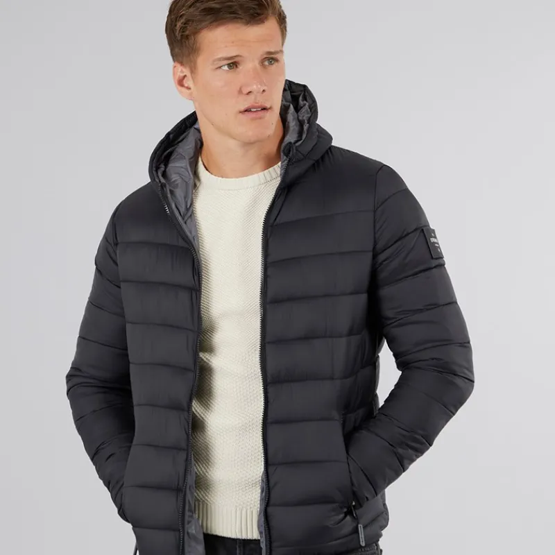Sale Crosshatch Herre Puff jakke med rynker Sort