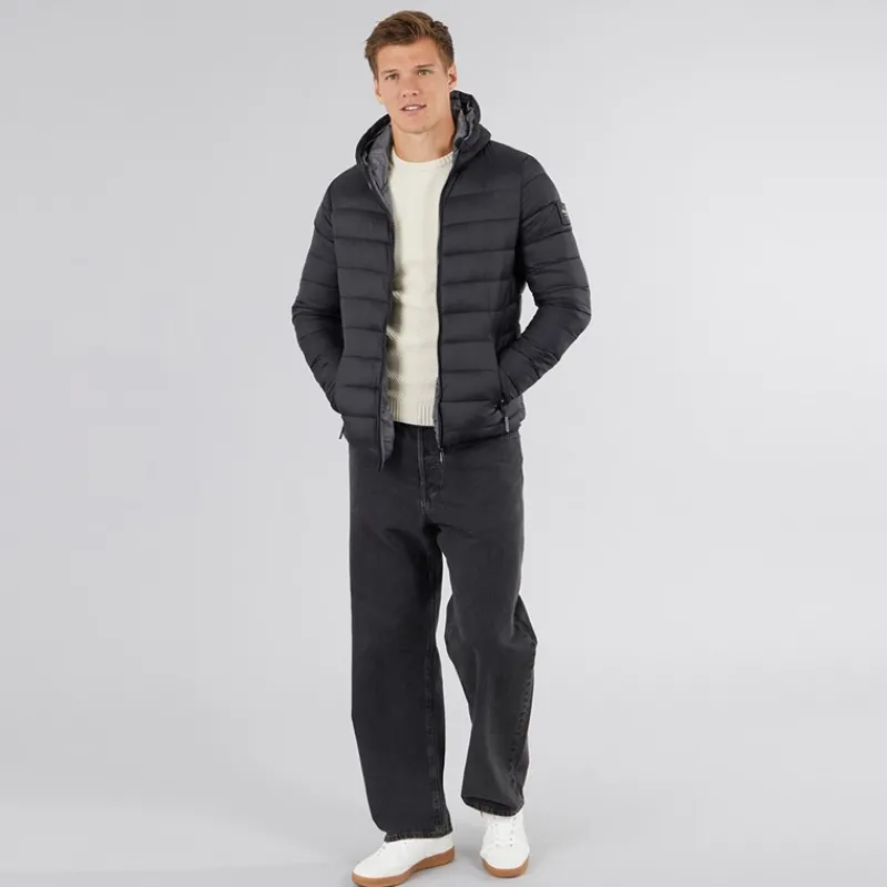 Sale Crosshatch Herre Puff jakke med rynker Sort