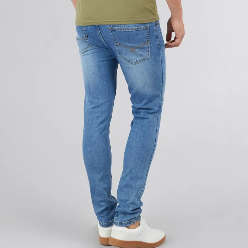 New Bench Herre Ralemo Skinny Jeans Midwash Mellemblå