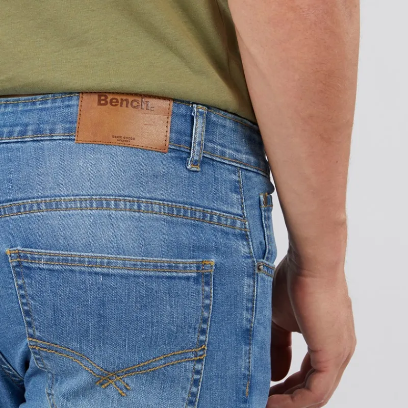 New Bench Herre Ralemo Skinny Jeans Midwash Mellemblå